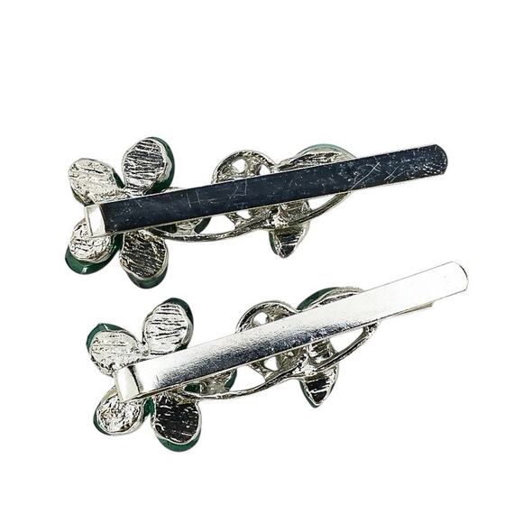 Whimsical Butterfly Floral Hair Accessories Set Blue Green Hair Sticks Claw Clip - Picture 3 of 12